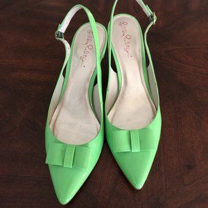Lilly Pulitzer Kat Kitten Heels New Green with Bow